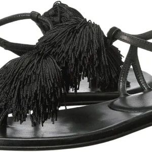 Stuart Weitzman Black Tassel Sandals